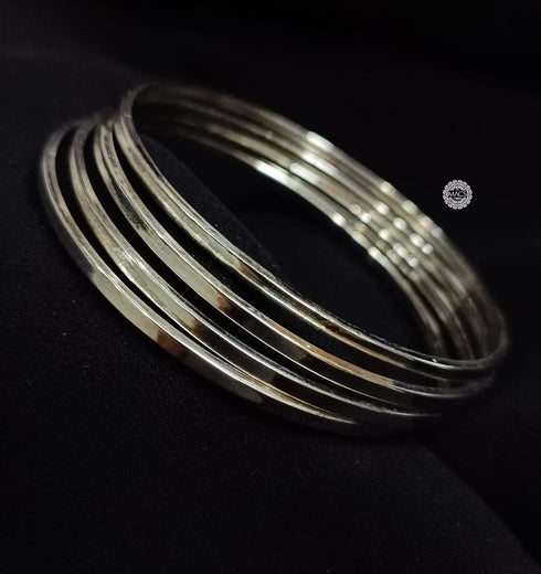 925 Silver Plain Flat 4 Bangle Set (2.4)