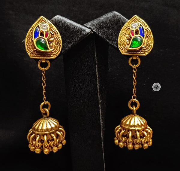 Peacock Kundan Goldplated Jhumka