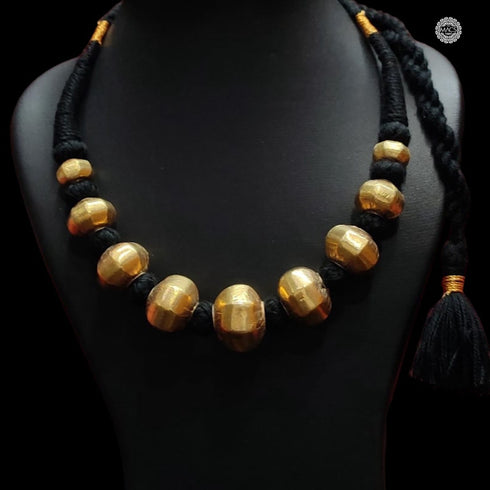 Gold plated Wax Faceted Beads Necklace (oversized beads)
