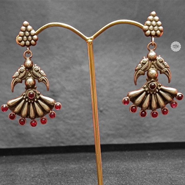 925 Silver parrot earrings, pure silver triangle kemp bird earrings