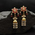 925 Multi Kundan Flower Pearl Jhumka