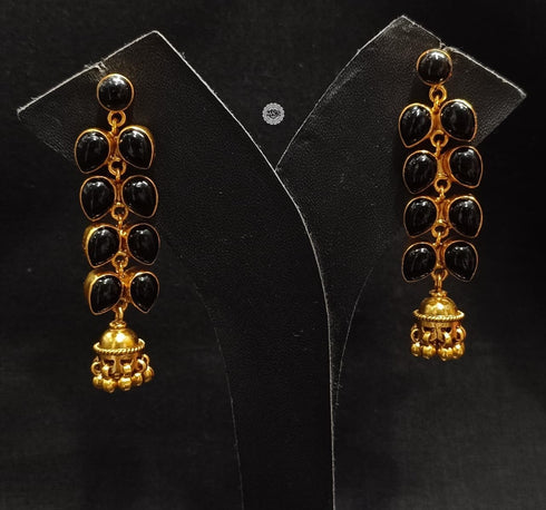 925 Silver Black Onyx Jhumka