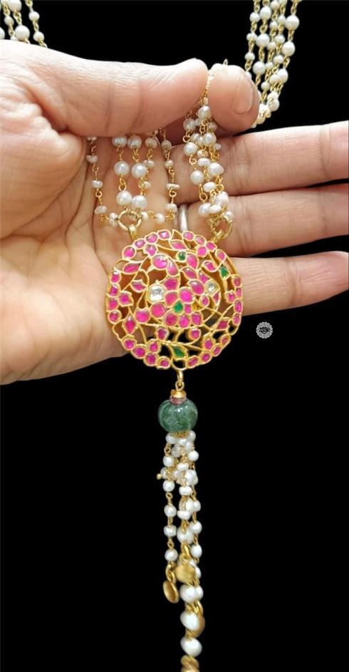 925 Peacock Kundan Pearl Necklace