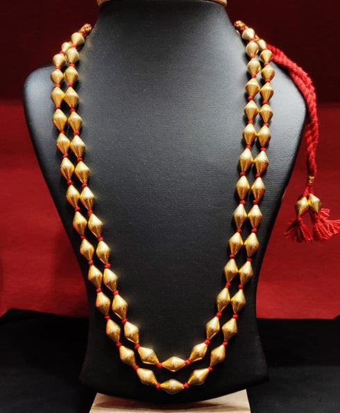 Two Line Gold Dholki Necklace