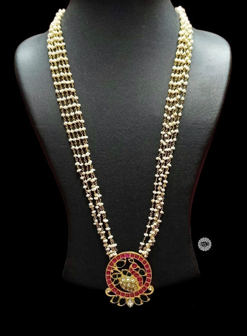 Kundan Peacock Pearl Necklace