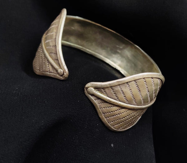 Silver Leaf Engraved Cuff
