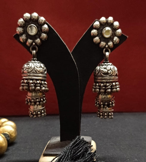 Silver Layered Statement Jhumka