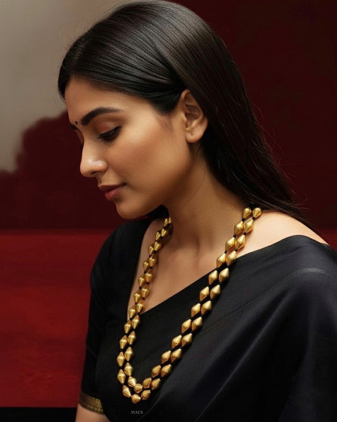 Gold plated two layered pure silver dholki bollywood maharashtrian mala