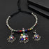 925 Navratna Addigai Silver Necklace Set (pre order)