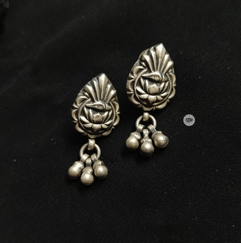 925 Silver Lotus Drop Earrings