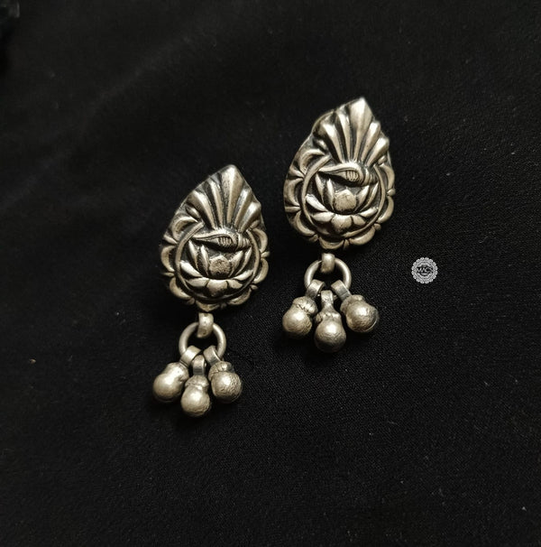 925 Silver Lotus Drop Earrings