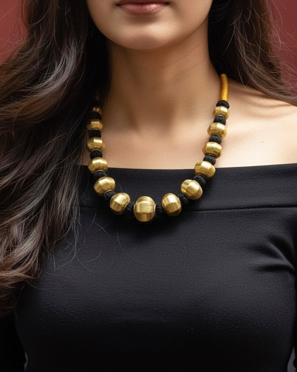 Gold plated Wax Faceted Beads Necklace (oversized beads)