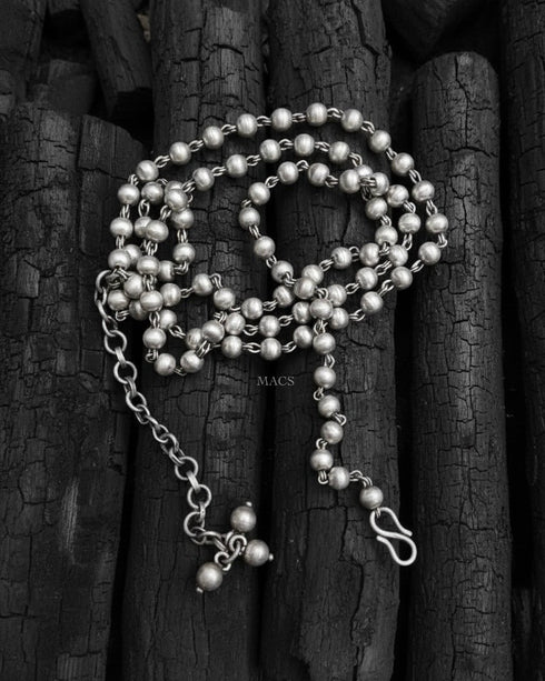 Long silver ball necklace