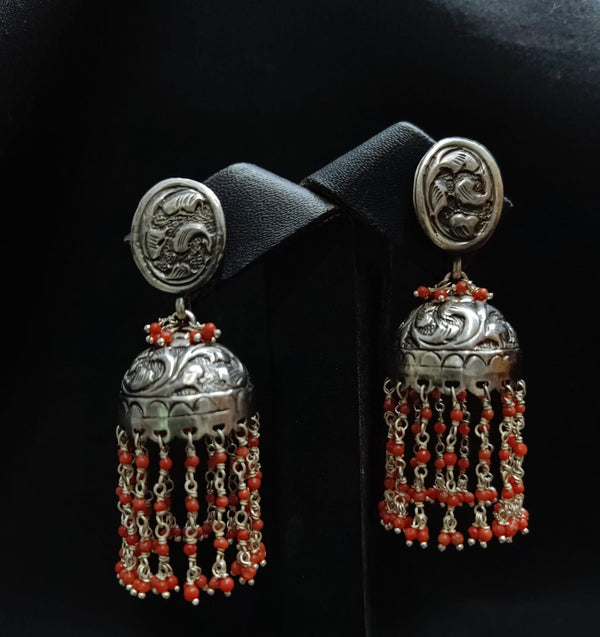 925 Silver Coral Jhumka