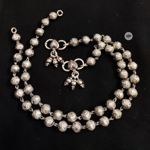 Silver big beads anklet (pair)