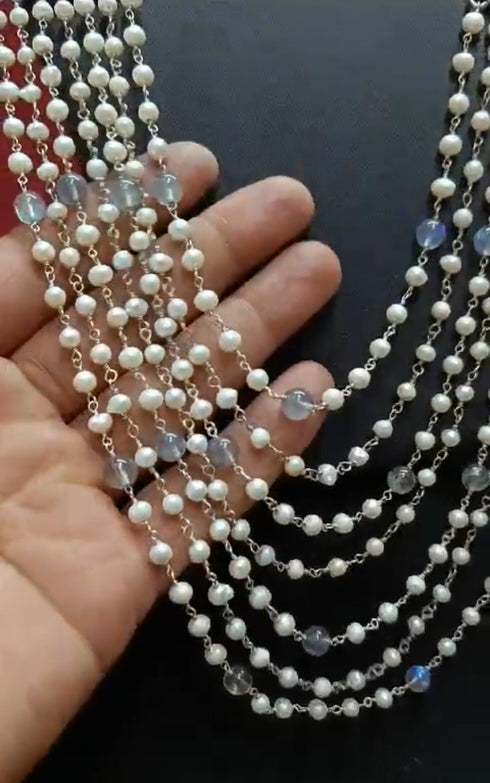 Layered Pearl-Labradorite Necklace