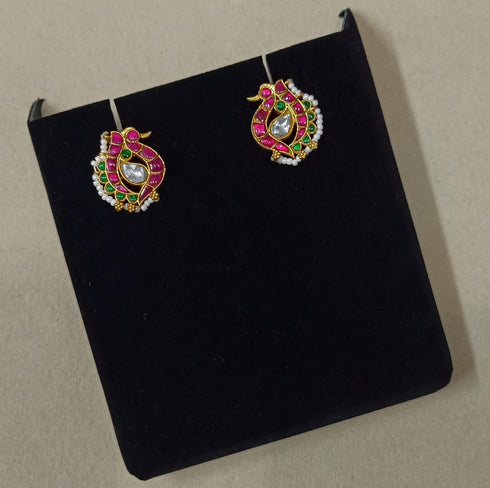 Peacock Kundan stud earrings
