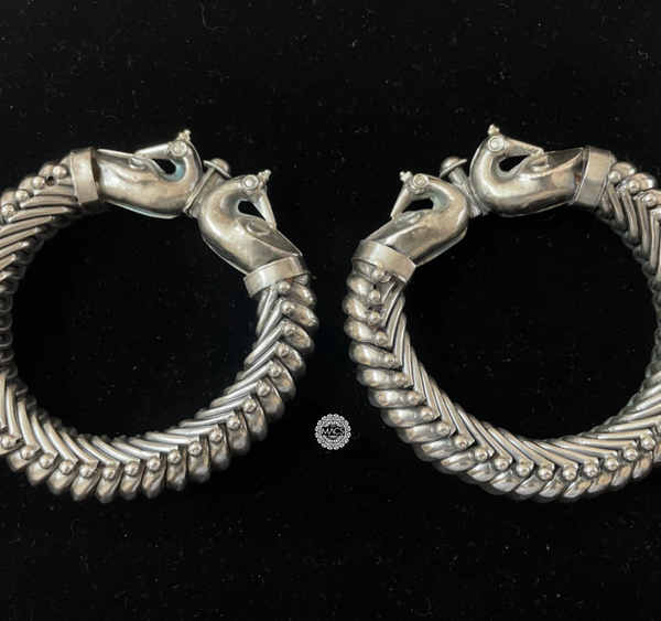 Peacock sutlada bangles, Shinde Shahi toda 925 silver peacock kada, Sutarla bangles in silver