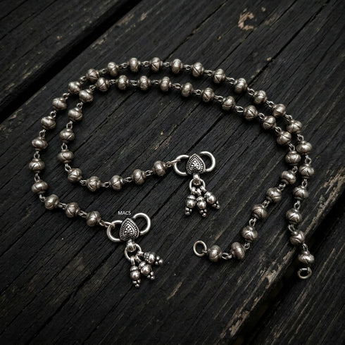 Silver beads anklet (pair)
