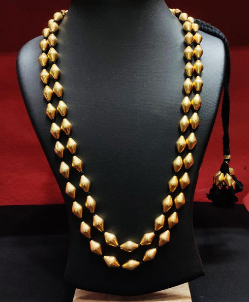Two Line Gold Dholki Necklace