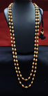Extra long Two line gold Dholki mala in black thread