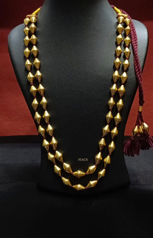 Two Line Gold Dholki Necklace