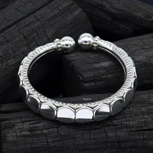 925 Silver Flexible Bangle kada (Pair,Size 2.8)
