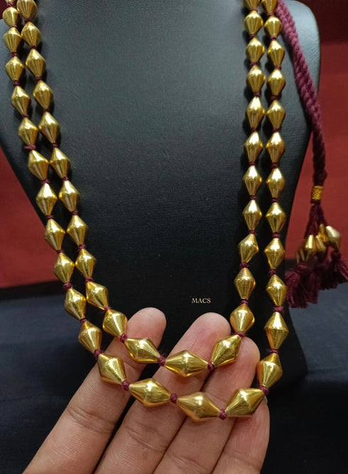 Two Line Gold Dholki Necklace