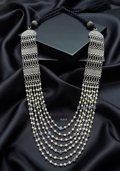 Layered Pearl-Labradorite Necklace