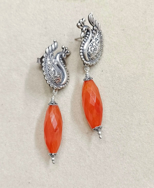 Silver Carnelian Drops