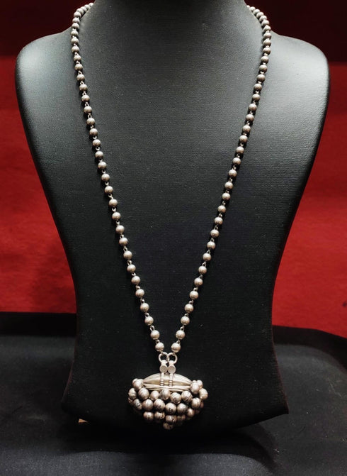 925 silver ghungaroo pendant necklace with long ball chain