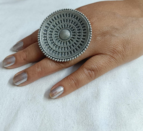 925 Modern Silver Statement Mandala ring