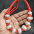 Wax Carved Beads Silver Necklace (oversized beads)