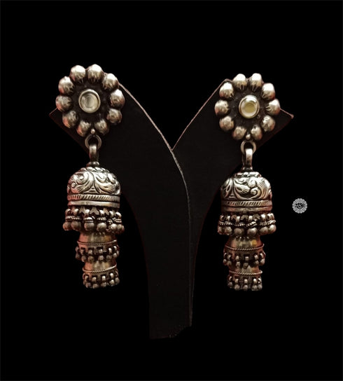 Silver Layered Statement Jhumka