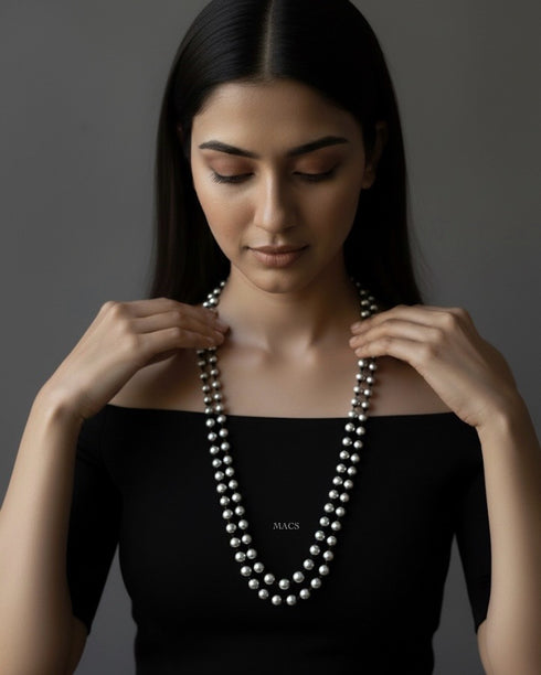 Two Line Round Beads Necklace