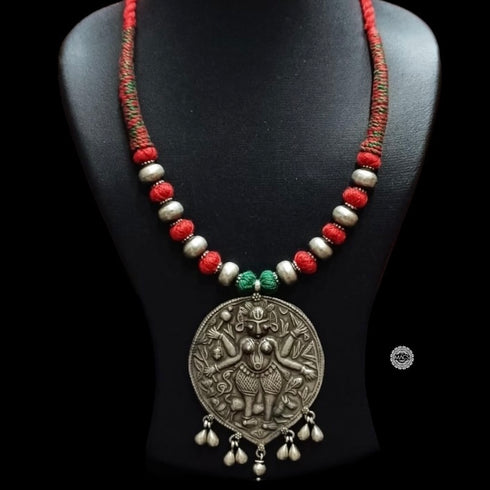 Tribal Silver Thread Necklace