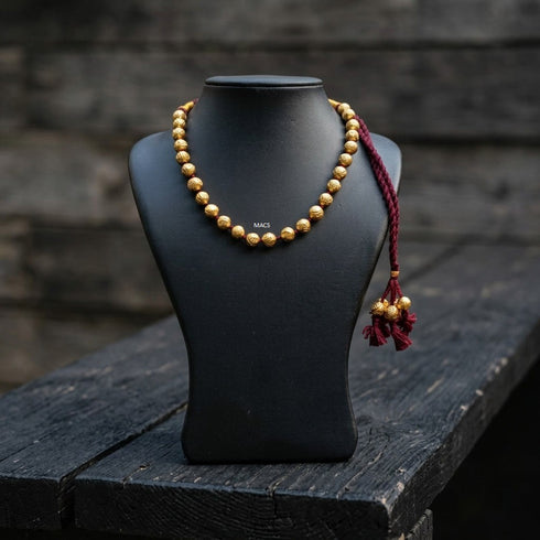 Gold plated Wax Carved Short Necklace
