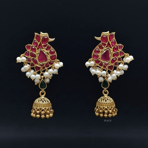 925 Kundan Peacock Jhumka