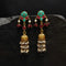 Turquoise Kundan Pearl Jhumka