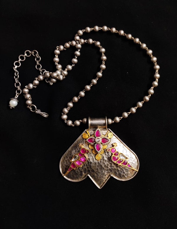 Silver Kundan Dual tone necklace