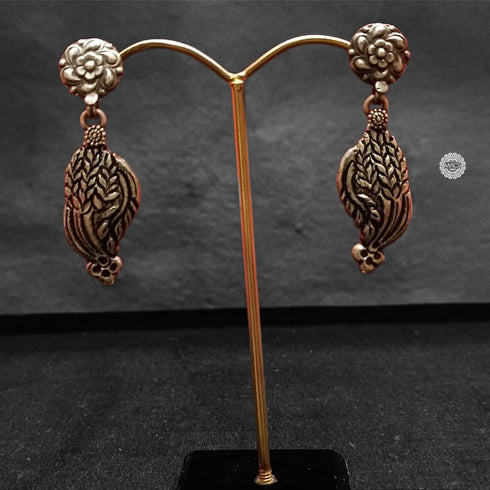 925 Silver flower earrings, Intricate pure silver danglers