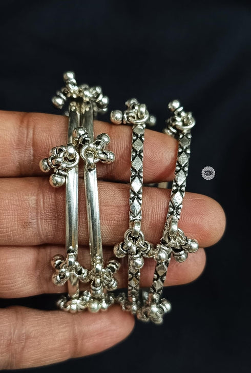 925 Plain Ghungaroo Bangle (Set of 2)