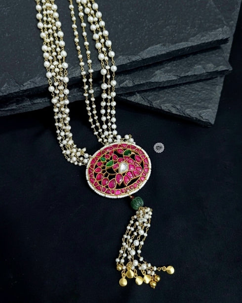 925 Peacock Kundan Pearl Necklace