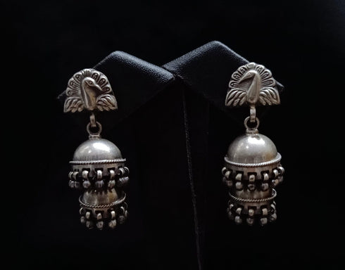 925 Peacock Double Silver Jhumka