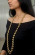 Extra long Two Line Gold Dholki Necklace