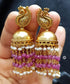 Goldplated Beaded Peacock Jhumka
