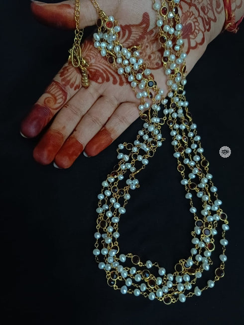 Pearl Garnet Silver Necklace