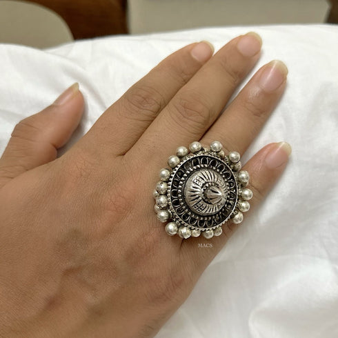 Pure silver statement ghungaroo rings