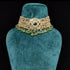 Jadau Kundan Layered Pearl Bridal Choker Necklace, Silver 925 Gold plated Kundan Necklace with white and green kundan stones, South Indian Jewels