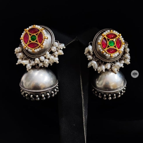Kundan Silver Pearl Jhumka